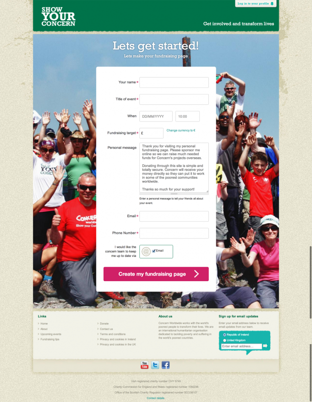 The registration form on yourconcern.concern.net registration form on yourconcern.concern.net
