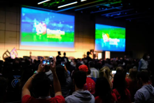 Dries on stage at DrupalCon Prague