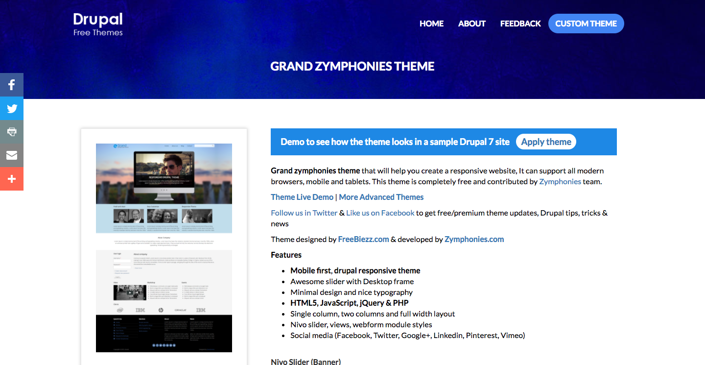 Theme Details Page - Drupal Free themes