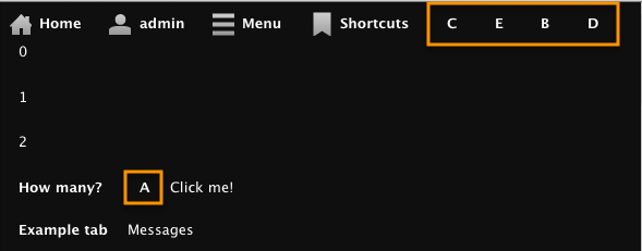 screenshot of toolbar with example module and ABCDE links