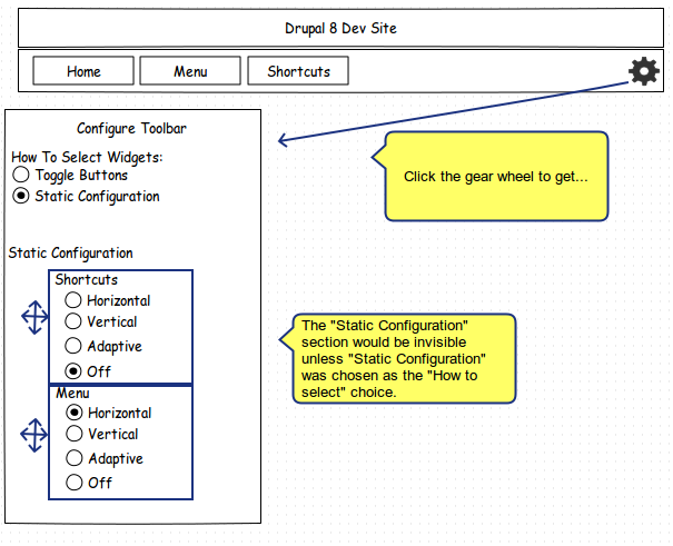 new mockup of toolbar configuration