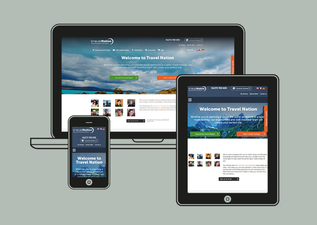 Travel Nation homepages on all devices