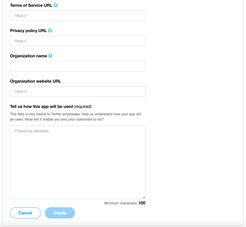 Bottom half of the app creation form.