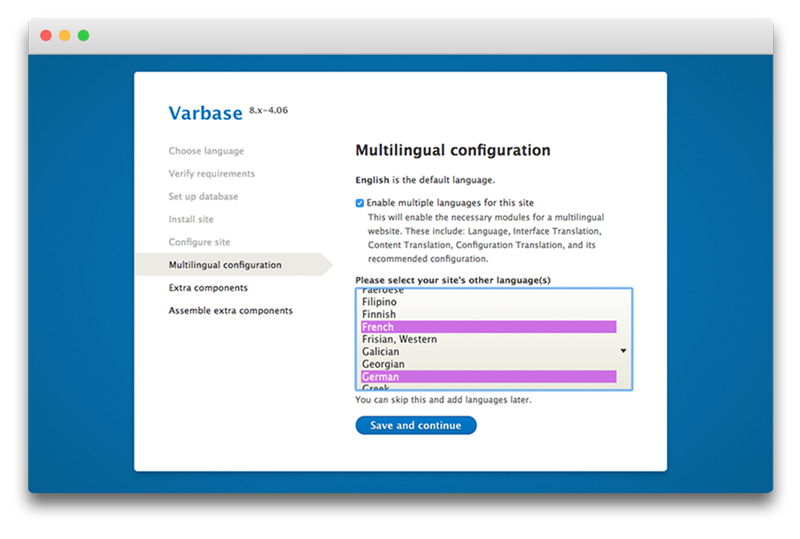 Varbase Multilingual Configuration at Install