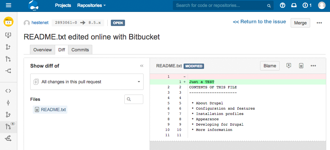 View existing merge request