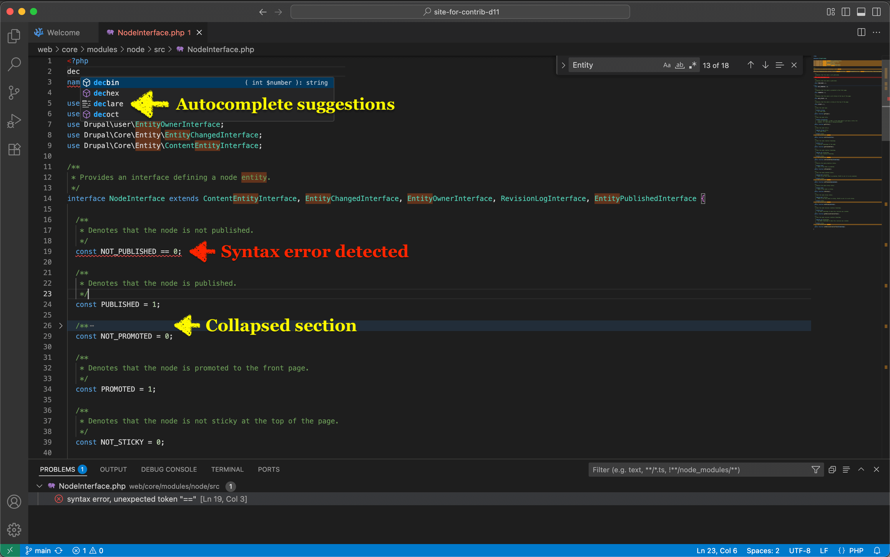 Basic support for PHP language in VS Codium