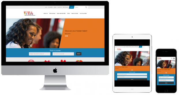 WEA site on desktop, tablet and mobile devices