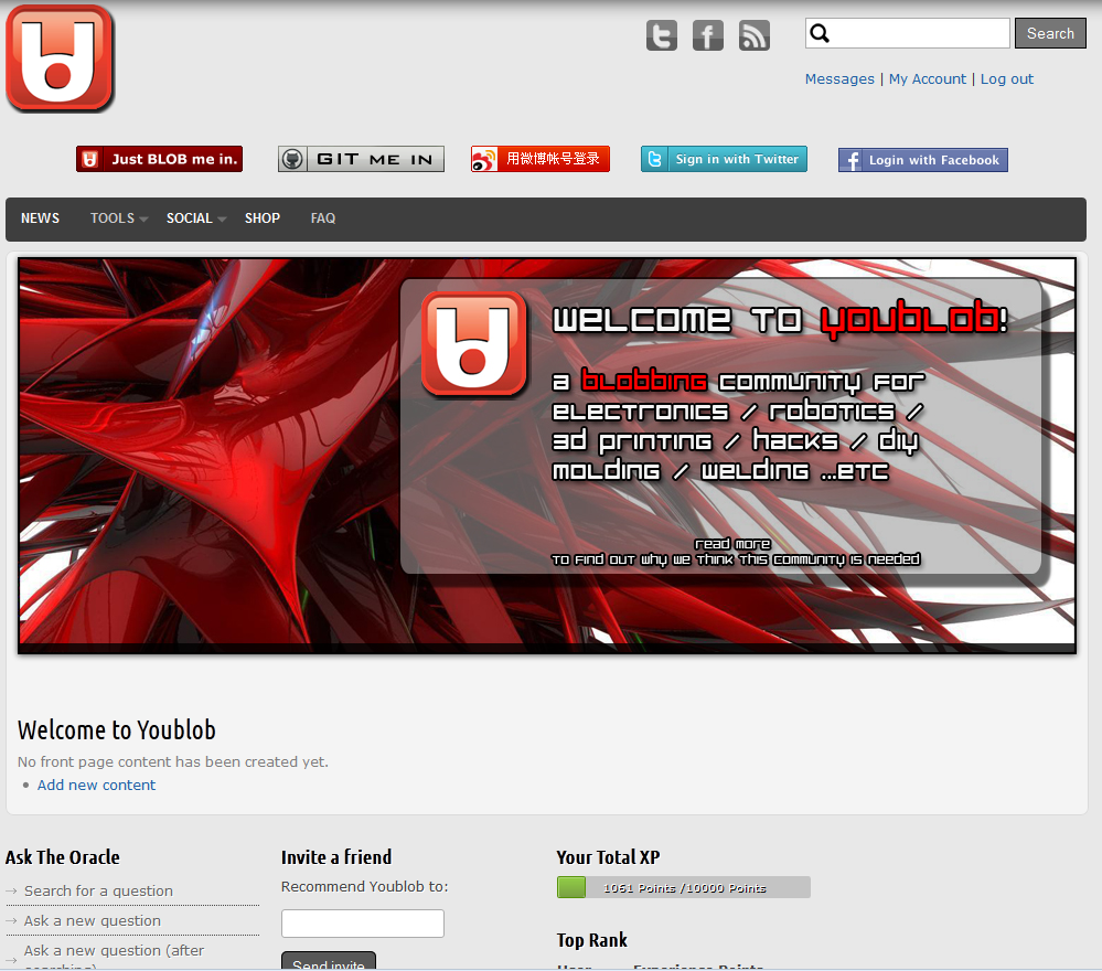 Youblob.com main page