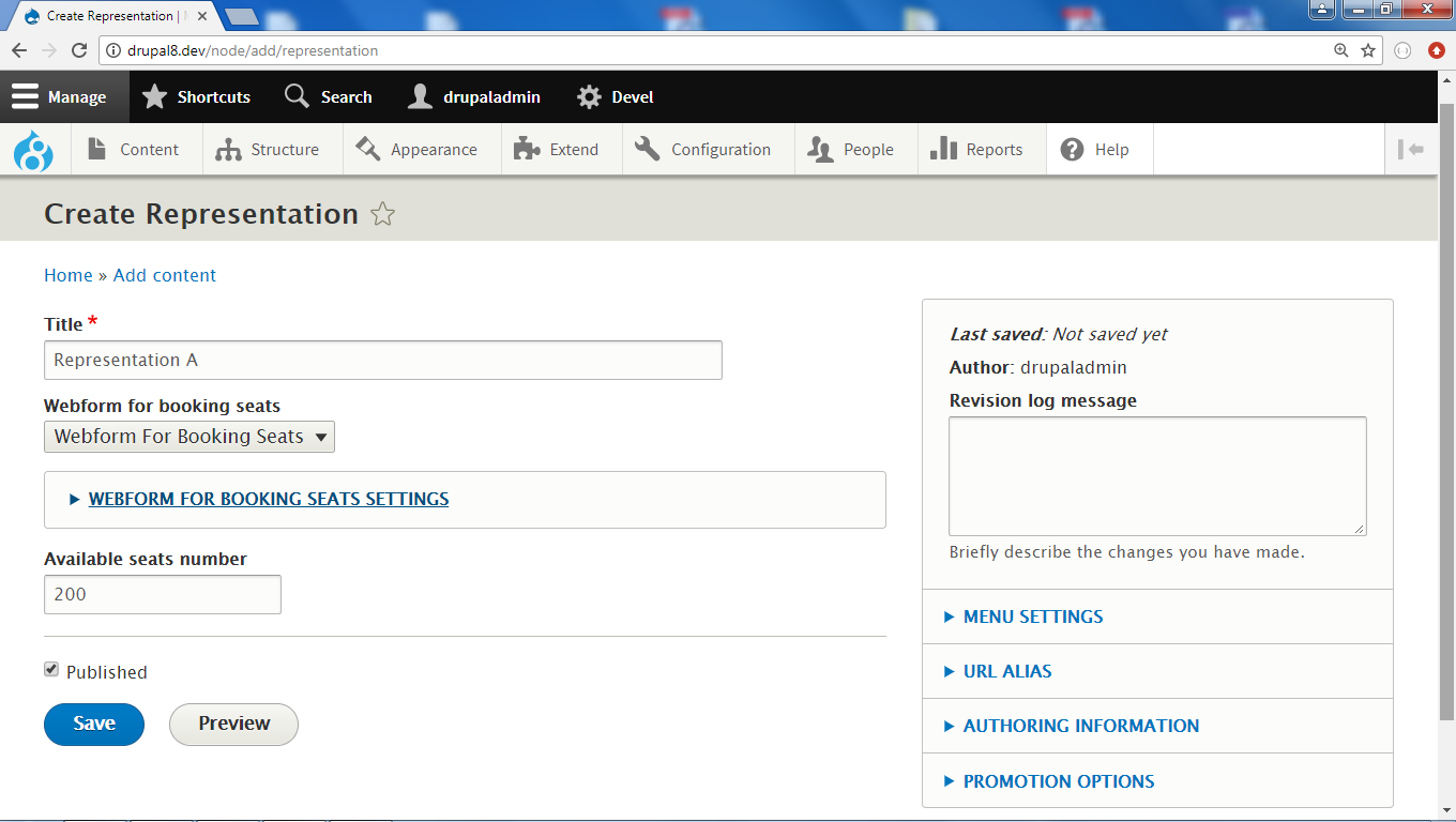 Webform for booking seats drupal