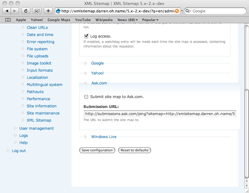submitting your site map to search engines drupal org
