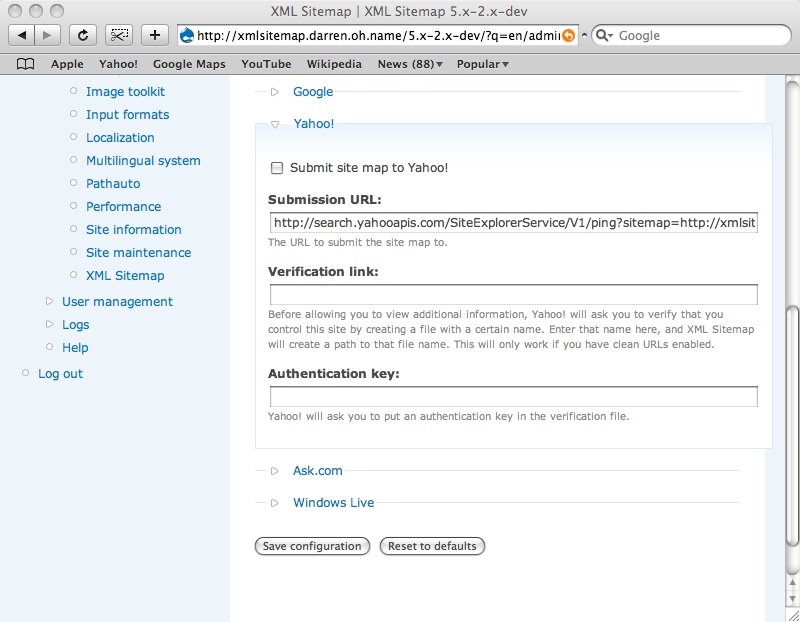 submitting your site map to search engines drupal org