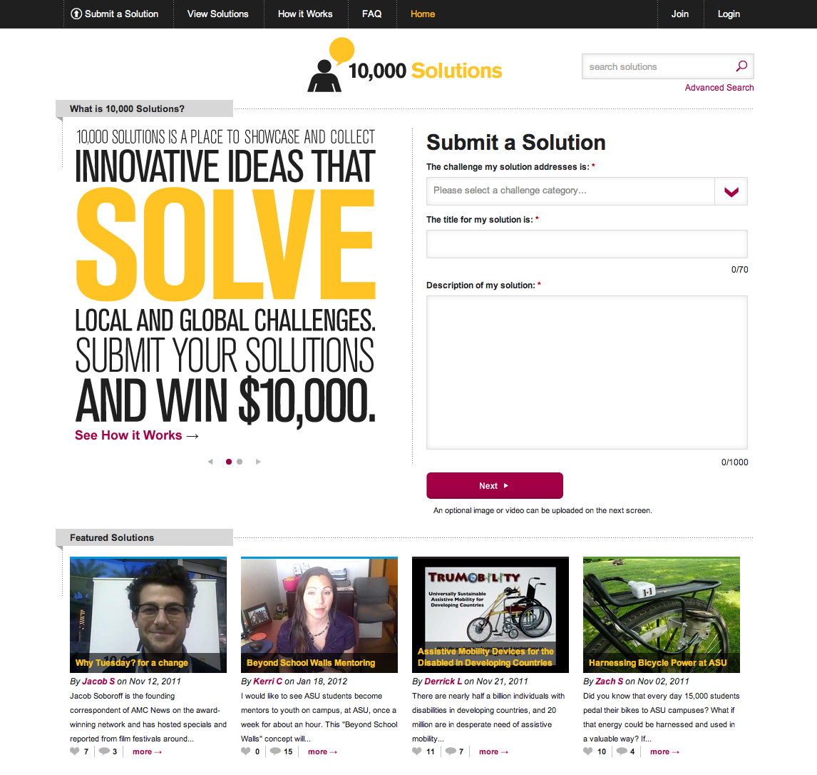 10,000 Solutions Homepage